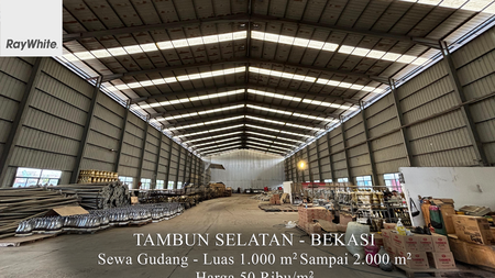 FOR RENT Gudang Bagus dan Murah Area Tambun Selatan lokasi di Rest Area Tol Cikampek Bekasi