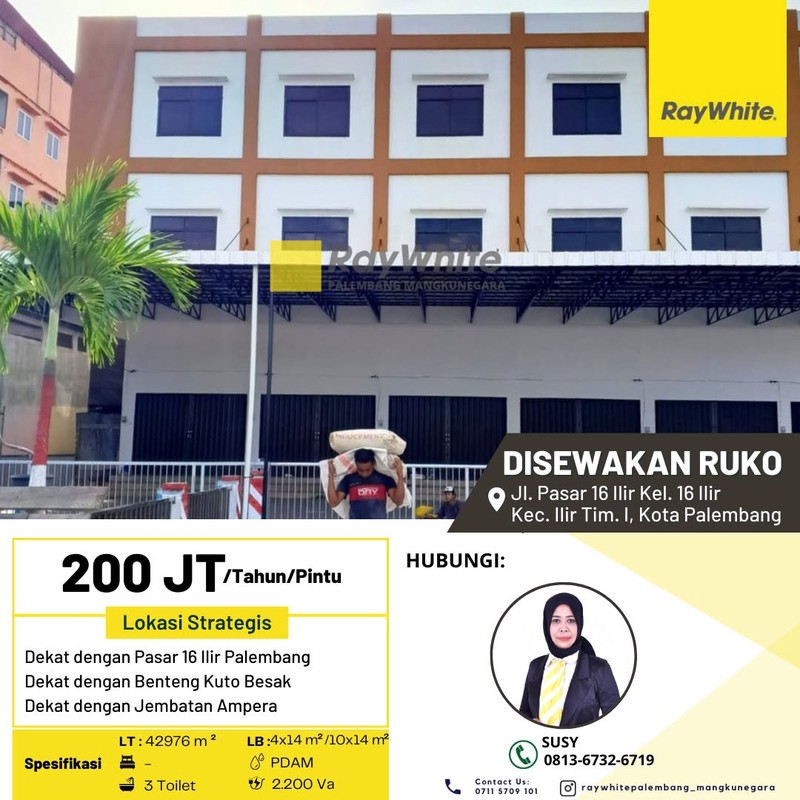 Ruko Disewakan di Pasar 16 Ilir