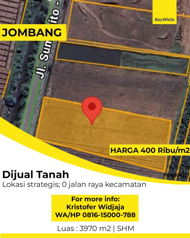 Dijual Tanah Watudakon Kesamben Jombang - Lokasi Strategis di Jalan Raya Kecamatan