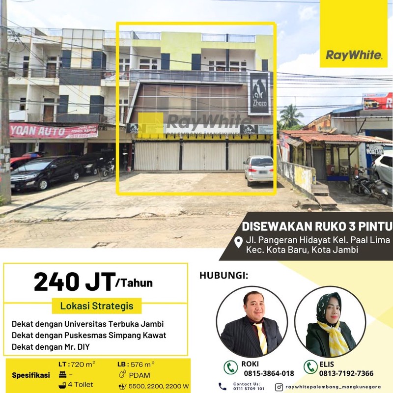 Disewakan Ruko 3 Pintu di Kota Jambi