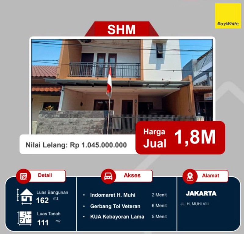 Dijual Lelang Rumah Siap Huni, Strategis & Bebas Banjir.