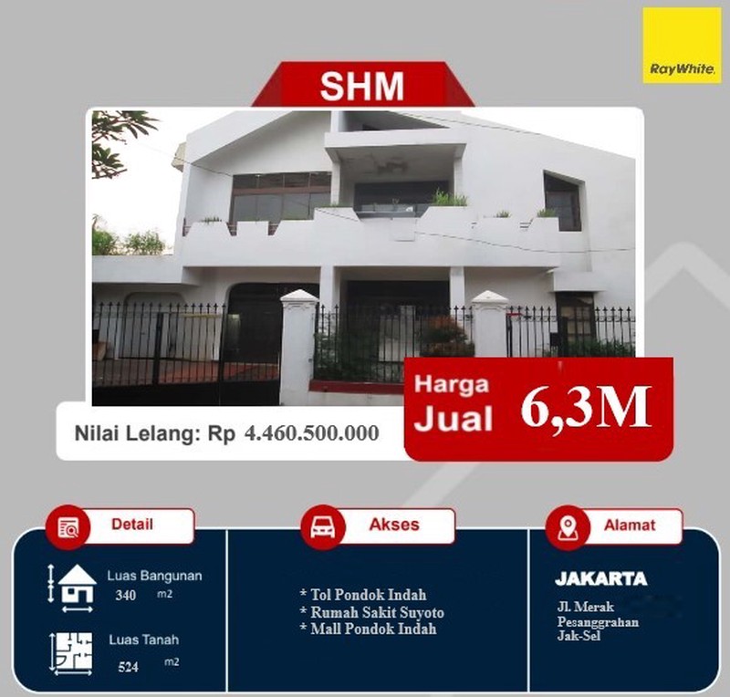 Dijual Lelang Rumah Lama Dalam Perumahan Bintaro, Strategis & Bebas Banjir.