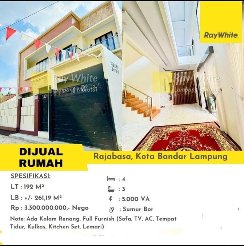 DIJUAL RUMAH BARU BANGUN DAN MEWAH DI JL.RADEN GUNAWAN KOTA BANDAR LAMPUNG