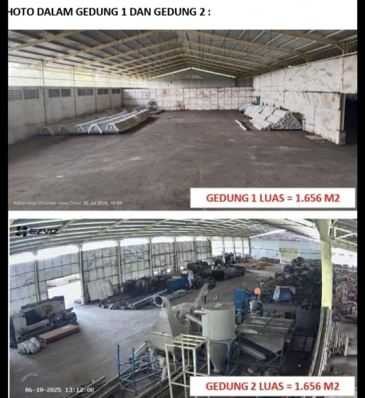 Disewakan 9250 m2 Gudang Gresik Jatim Di Jalan Semeru ( Area Keramik Diamond) - Kel. Bambe - Kec. Driyorejo Gresik - Akses Truk Kontainer - Row Jalan Lebar Luas 