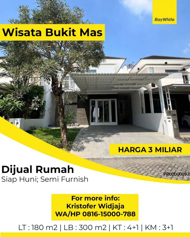Dijual Rumah Minimalis 2 Lantai   Cluster Du Louvre, Wisata Bukit Mas II - Surabaya   Siap Huni; Semi Furnish