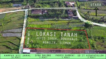 Tanah Sawah Luas 3100 Meter Persegi Lokasi Donoharjo Ngaglik Sleman 