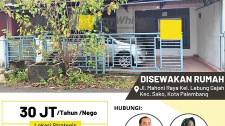 Disewakan Rumah di Lebung Gajah Kota Palembang