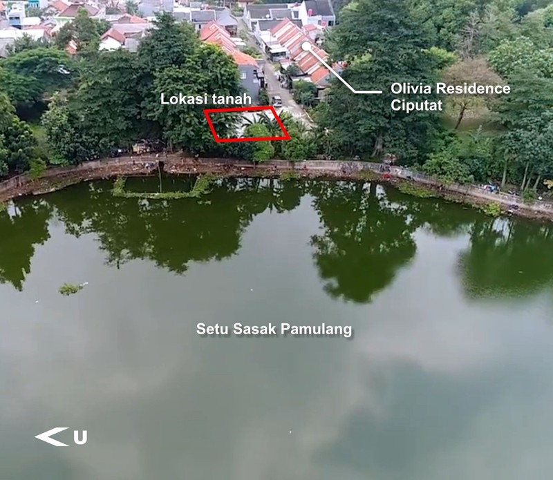 Kavling Bebas Banjir di Kompleks Olivia Residence, Ciputat. Di Tepi Danau Setu Sasak.