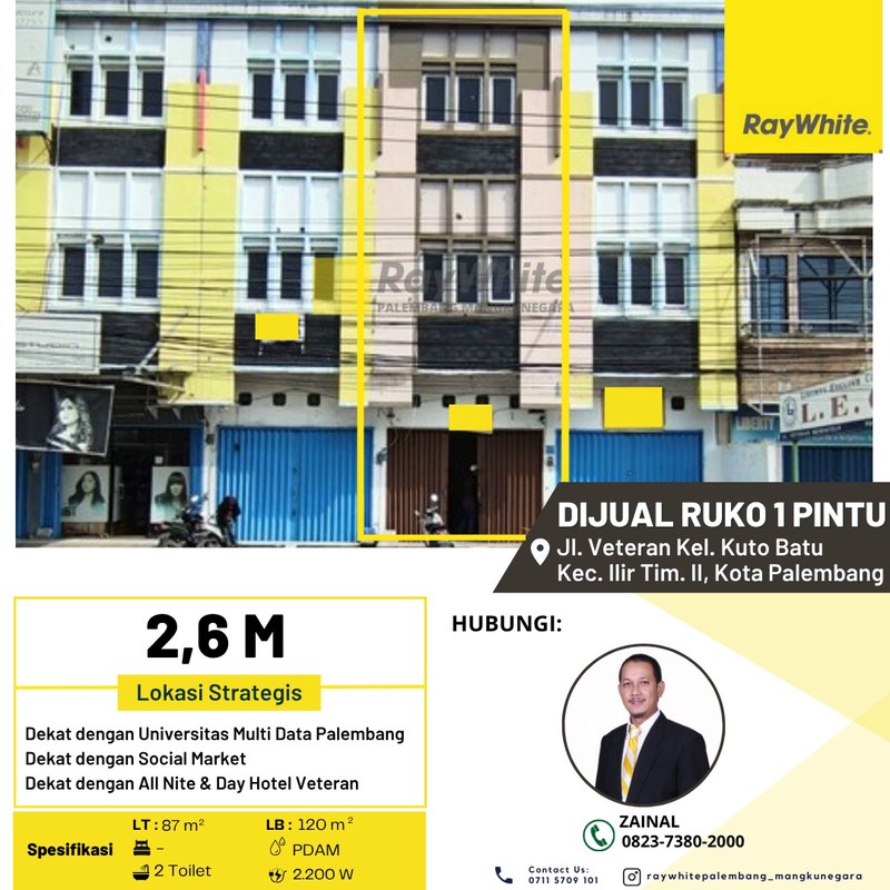 DIJUAL RUKO 1 PINTU 2,5 LANTAI TENGAH KOTA