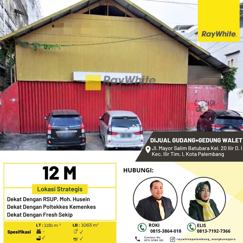 Dijual Cepat Gudang + Gedung Walet Jl. Mayor Salim Batubara Kota Palembang