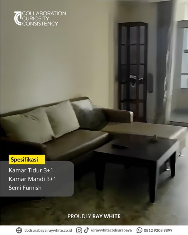 Hot Deal! Furnished 3BR Luxurious Apartement at Puri Matahari Surabaya Barat