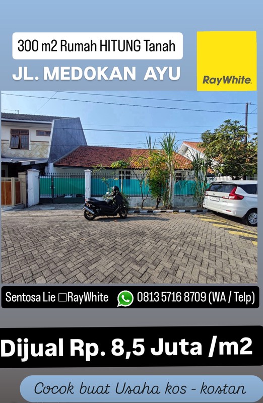 Murah Rp.8,5 Juta/m2 Dijual Rumah Hitung Tanah Medokan Ayu - Rungkut - Surabaya Timur Cocok Buat Usaha Kos Kostan - Surat Shm