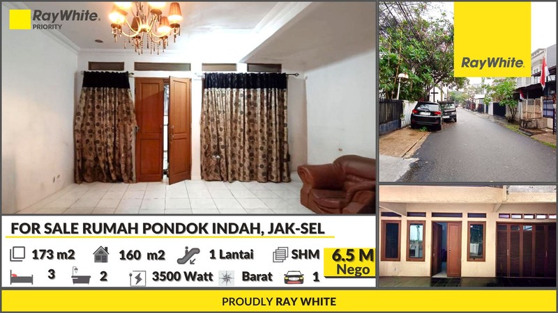 Rumah Murah Pondok Indah dekat Tol & MRT, Harga Mendekati NJOP 6.5M Nego