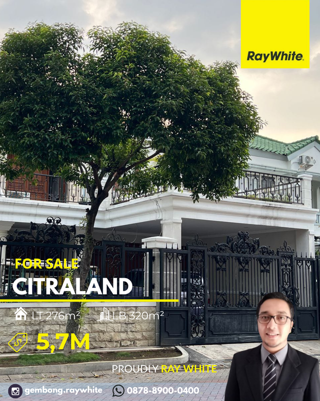 Rumah Mewah full marmer Citraland Utama Dekat Gwalk Surabaya Barat 