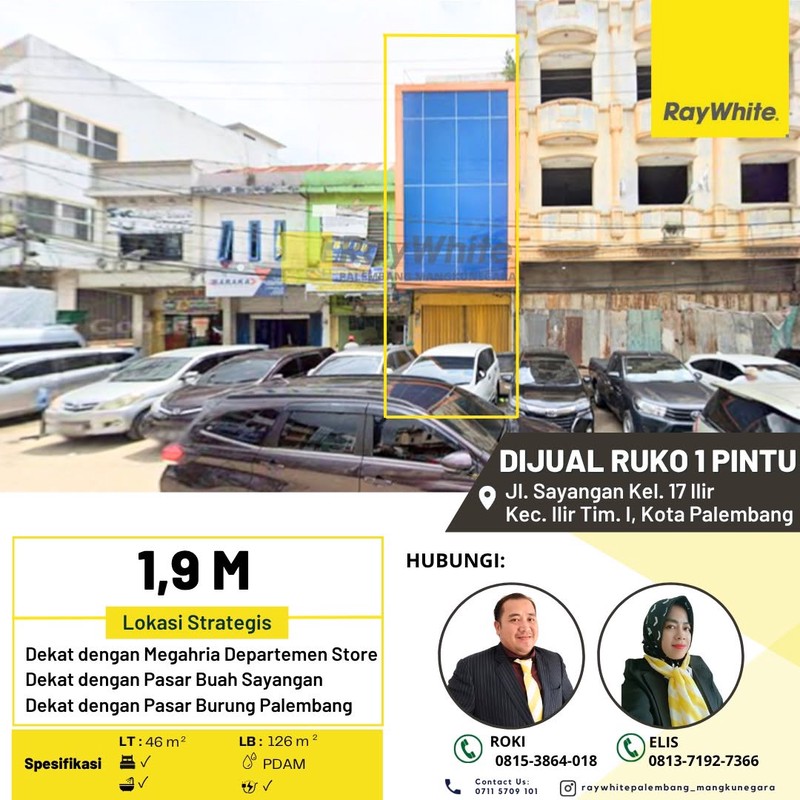Dijual Cepat Ruko 1 Pintu di Jl. Sayangan Kota Palembang