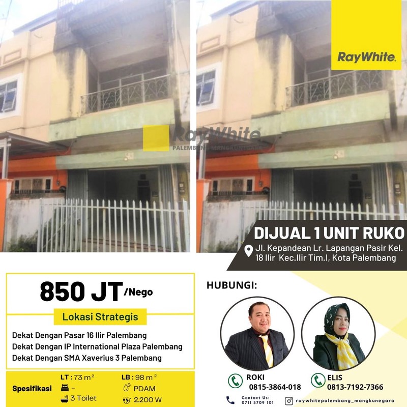 Dijual 1 Unit Ruko di Jl. Kepandean Lr. Lapangan Pasir Kota Palembang