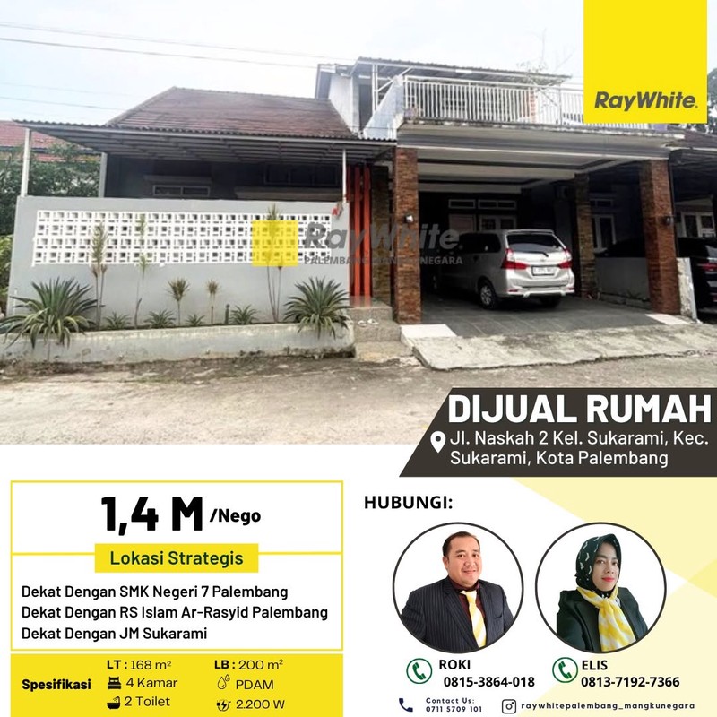 Dijual Rumah di Jl. Naskah 2 Sukarami Kota Palembang