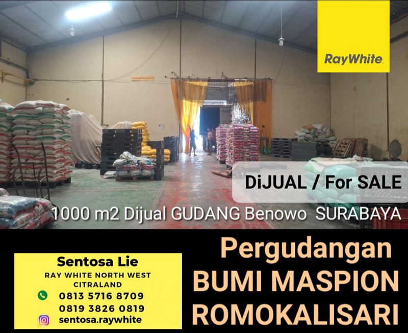 Dijual 1000 m2 Gudang Surabaya - Pergudangan Bumi Maspion Romokalisari Benowo - Akses Truk Kontainer, Dekat Akses Tol, Pelabuhan Tanjung Perak