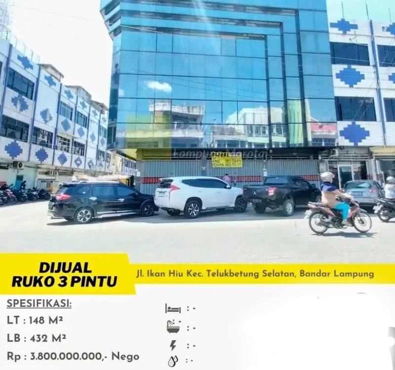 DIJUAL RUKO 3 LANTAI DI TELUK BETUNG
