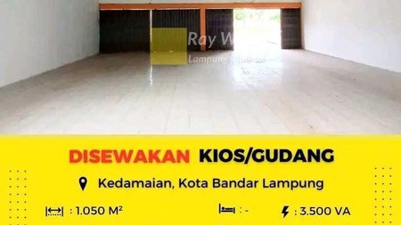 DISEWAKAN KIOS/GUDANG DI KEDAMAIAN KOTA BANDAR LAMPUNG