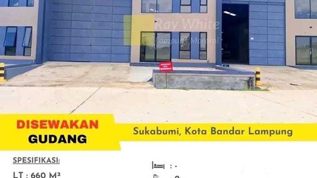 DISEWAKAN GUDANG SIAP PAKAI DI SUKABUMI KOTA BANDAR LAMPUNG