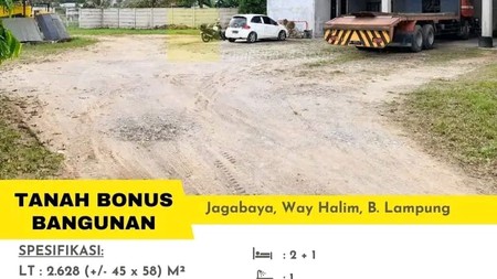 DIJUAL TANAH BONUS BANGUNAN DI WAY HALIM
