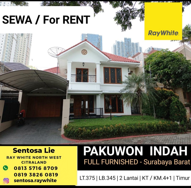 Sewa Rumah Pakuwon Indah Full Furnished Dekat Graha Family, Pakuwon Mall, National Hospital, Sampoerna Academy
