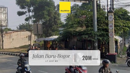 DIJUAL CEPAT! Tanah 1237 meter di pinggir jalan baru-bogor, akses di jalan utama, cocok untuk tempat restaurant, cafe, tempat padel, dan wellness center! 