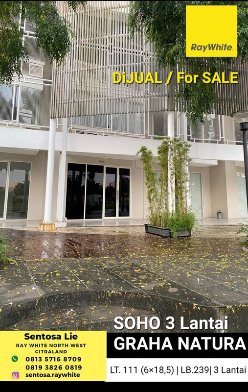 Dijual Ruko Graha Natura Soho - Modern 3 Lantai Surabaya Barat Dekat Gwalk Citraland, Sma Margie, Sekolah Cambridge, Pakuwon Mall, Ptc, Supermall