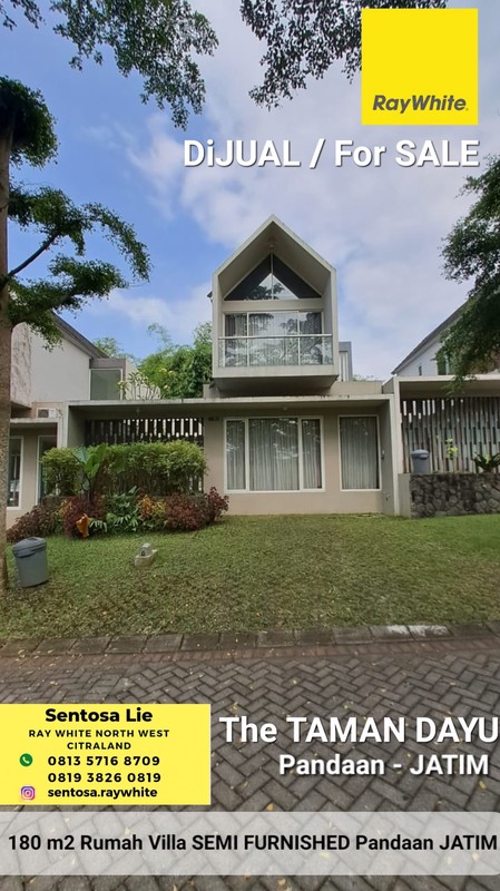 MURAH  Dijual Rumah Villa The Taman Dayu Pandaan Jatim- Grand Riviera - Bonus Semi Furnished Spesial Kolam Renang Depan Rumah Langsung - Udara Sejuk - Taman Hijau Asri Strategis Dekat Akses Tol, Fasil