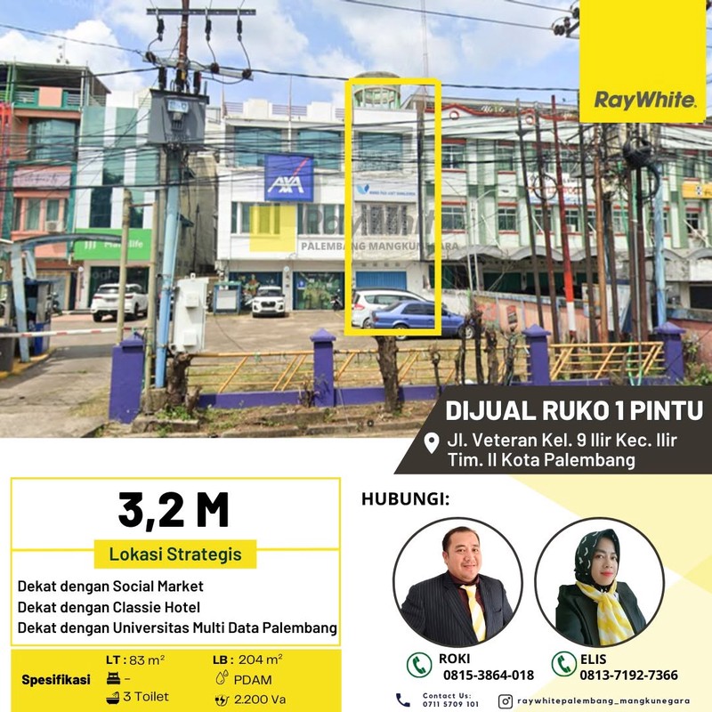 Dijual Cepat Ruko 1 Pintu di Jl Veteran Kota Palembang