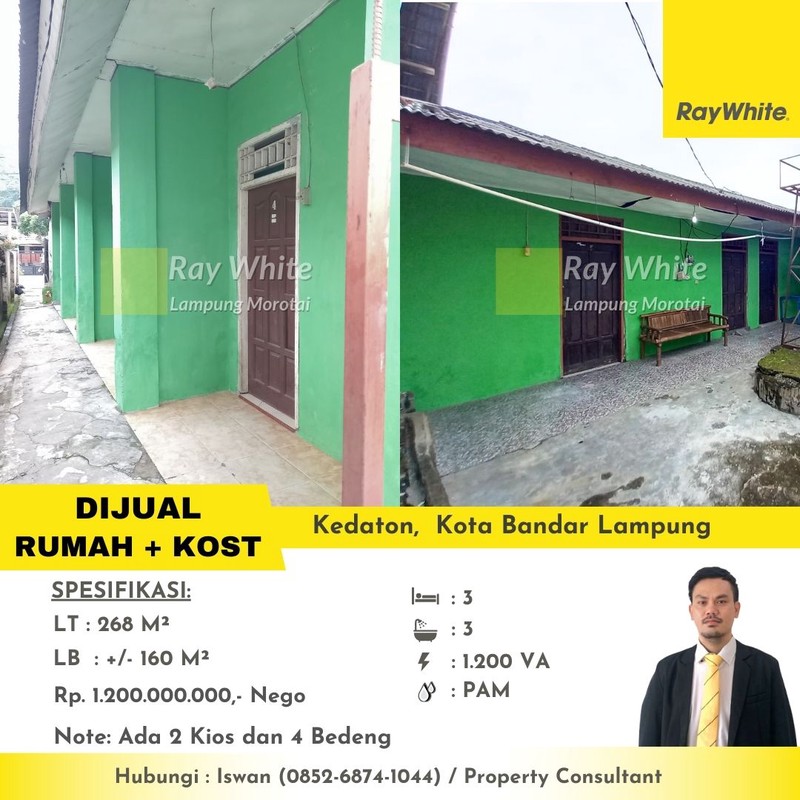 DIJUAL RUMAH + KOST + KIOS KEDATON BANDAR LAMPUNG