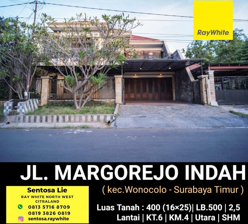 Dijual 400 m2 Rumah Margorejo Indah - Wonocolo Surabaya Dekat Papaya, Plaza Marina, Raya Jemursari, Akses Tol, Raya A Yani