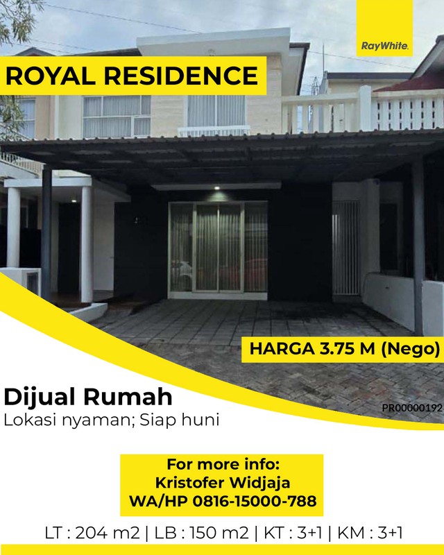 Dijual Rumah Royal Residence Harewood Surabaya Barat - Unit Nyaman 2 Lantai