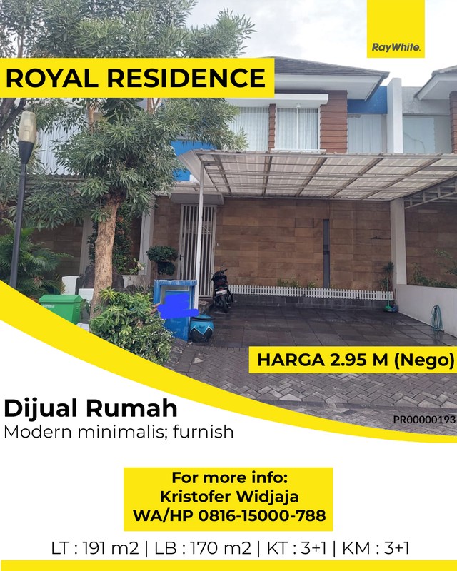 Dijual Rumah Royal Residence Wiyung Surabaya Barat Siap Huni Minimalis
