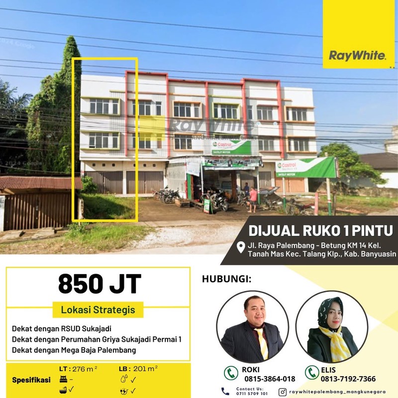 Dijual Ruko 1 Pintu di Jl. Raya Palembang - Betung KM 14 Kab Banyuasin