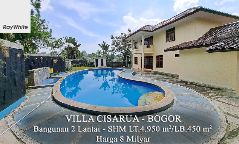 Villa 2 Lantai Cisarua Bogor Luas 4.950 m2 dengan Kolam Renang