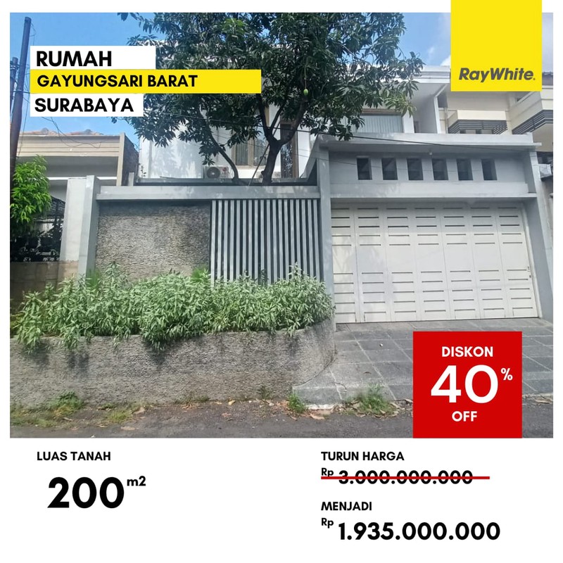 Dijual Rumah di Jalan Gayungsari Barat Surabaya