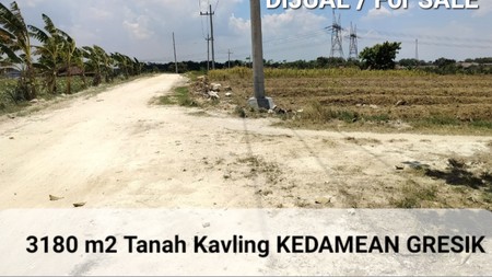 Murah Dijual 3180 m2 Tanah Kedamean Gresik Jawa Timur - Zona Kuning Cocok Buat Gudang, Workshop, Perumahan