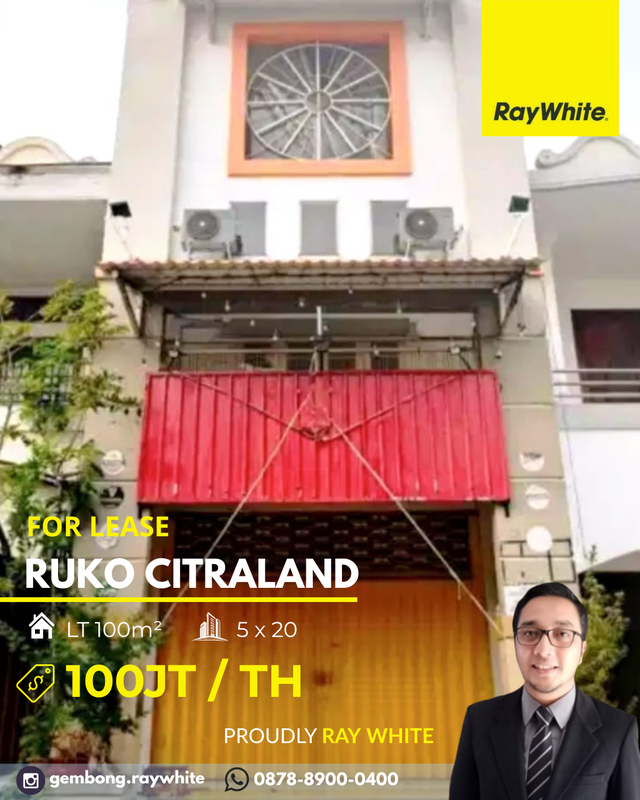 Sewa Ruko 2,5 Lantai Citraland Utama Surabaya Barat 