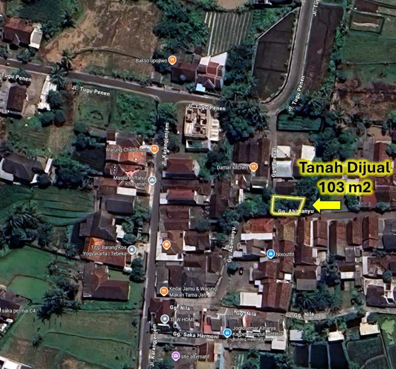 Kesempatan Investasi Tanah Hook 103 Meter Persegi , Strategis Dekat Pasar Rejodani, Sardonoharjo, Ngaglik, Sleman