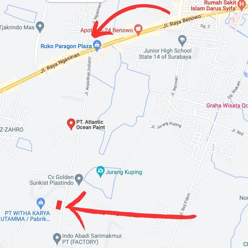 Dijual Tanah Kavling Nol Jalan Benowo, Surabaya Barat Kepatihan Industri 