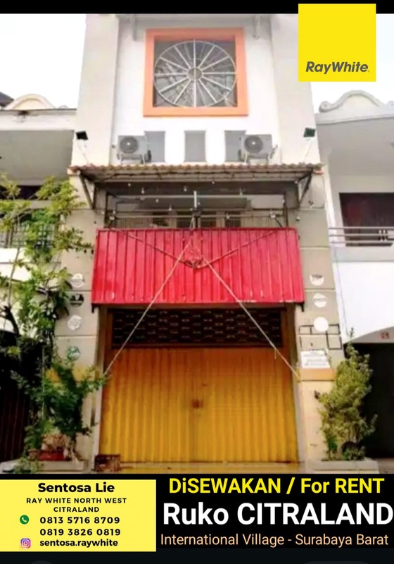 MURAH  Disewakan Ruko Citraland Taman Internasional / International Village Dekat Sekolah Ciputra, G Walk Citraland, Universitas Ciputra - Parkiran Mobil Luas cocok buat Segala Usaha