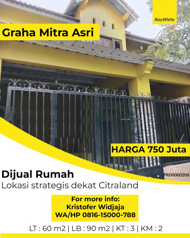Dijual Rumah Graha Mitra Asri Surabaya - Dekat Citraland Akses Jalan 6 Meter
