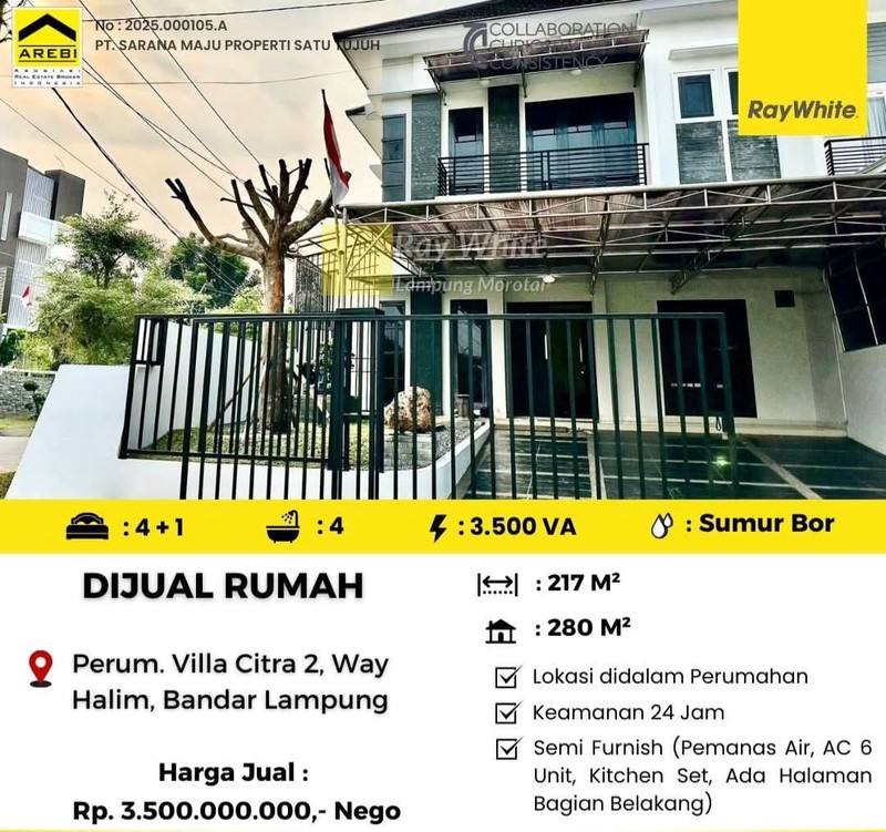 Rumah hook ekslusif di villa citra 2 way halim bandar lampung