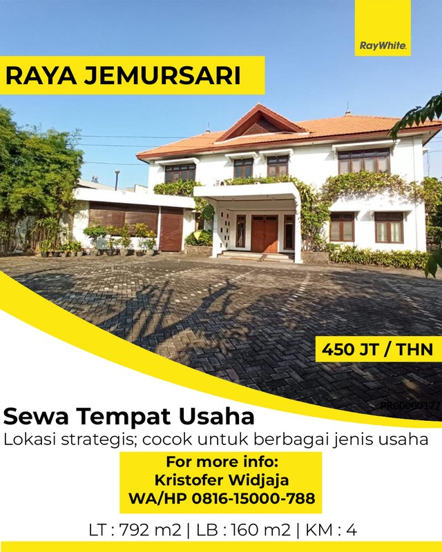Disewakan Tempat Usaha Raya Jemursari Surabaya - Lokasi Premium untuk Berbagai Usaha