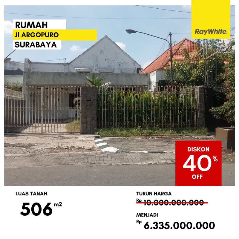 Dijual Rumah Pusat Kota di Jl Argopuro Surabaya