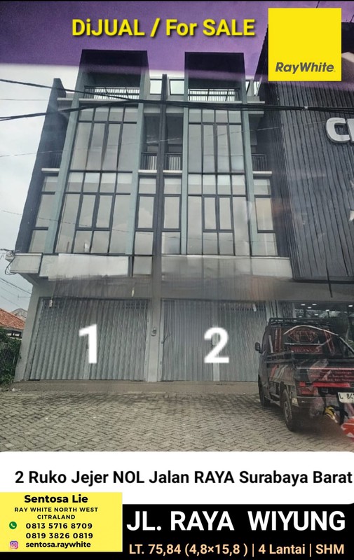 Dijual 2 Ruko Raya Wiyung Surabaya Barat - Komersial Area Hadap Jalan Raya Kembari Dekat Rs Wiyung Sejahtera, Perum Babatan Pratama, Fore , Akses Tol Gunung Sari, Pakuwon Mall, Ptc - Parkiran Mobil Lu