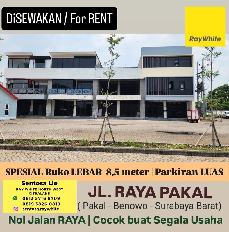 Disewakan Ruko Raya Pakal - Benowo Surabaya Barat - Komersial Area , Parkiran Mobil Luas Cocok Buat Segala Usaha, Bank, Kantor, Showroom, Cafe, Resto, Klinik Kecantikan