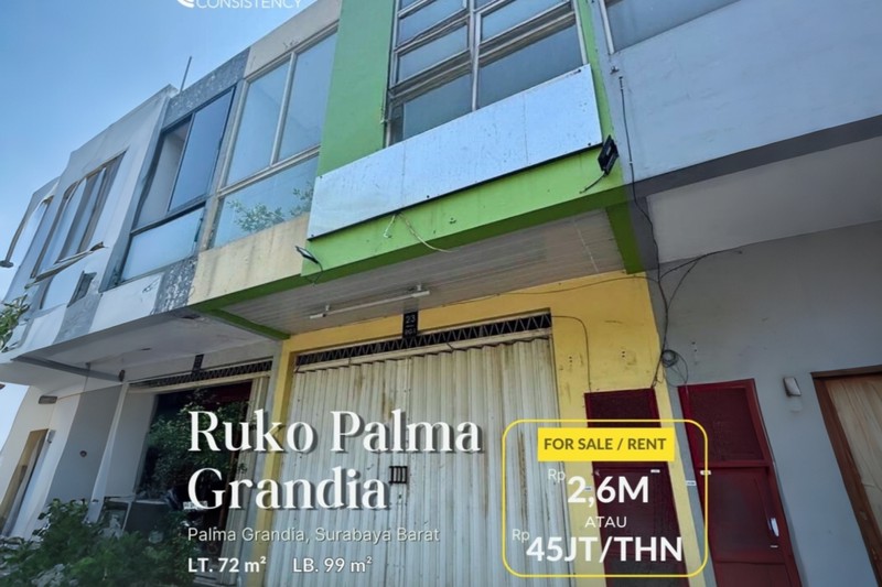 Dijual Ruko Murah di Palma Grandia Citraland Suarabaya Barat Lokasi Strategis Dekat Gwalk,Dekat Pakuwon